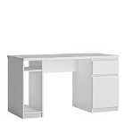 Fribo 1 Door 1 Drawer Twin Pedestal Desk In White