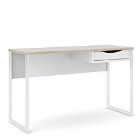 Function Plus Desk 1 Drawer Wide In White With Oak Effect Trim