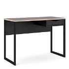 Function Plus Desk 1 Drawer In Black With Oak Effect Trim