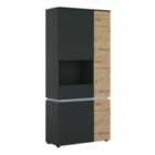 Luci 4 Door Tall Display Cabinet Lh (including Led Lighting) In Platinum And Oak Effect