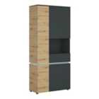 Luci 4 Door Tall Display Cabinet Rh (including Led Lighting) In Platinum And Oak Effect