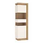 Lyon Tall Narrow Display Cabinet (lhd) In Riviera Oak Effect/White High Gloss