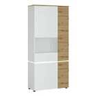 Luci 4 Door Tall Display Cabinet LH (including Led Lighting) In White And Oak Effect