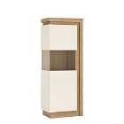 Lyon Narrow Display Cabinet (lhd) 164.1Cm High In Riviera Oak Effect/White High Gloss