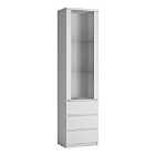 Fribo Tall Narrow 1 Door 3 Drawer Glazed Display Cabinet In White