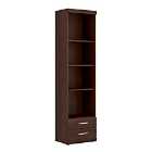 Imperial Tall 2 Drawer Narrow Cabinet With Open Shelving In Dark Mahogany Melamine
