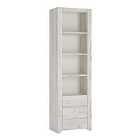 Angel Tall Narrow 3 Drawer Bookcase In White Craft Oak Effect