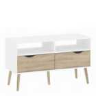 Oslo TV Unit 2 Drawers In White And Oak Effect