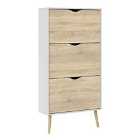 Oslo Shoe Cabinet 3 Drawers In White And Oak Effect