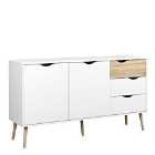 Oslo Sideboard Large 3 Drawers 2 Doors In White And Oak Effect