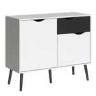 Oslo Sideboard Small 1 Drawer 2 Doors In White And Black Matt