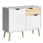Oslo Sideboard Small 1 Drawer 2 Doors In White And Oak Effect