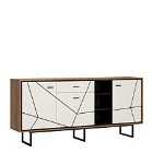 Brolo 3 Door 1 Drawer Wide Sideboard In Walnut And White