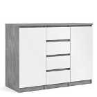 Naia Sideboard 4 Drawers 2 Doors In Concrete And White High Gloss
