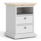Paris Bedside 2 Drawers In White And Oak Effect