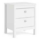 Madrid Bedside Table 2 Drawers In White