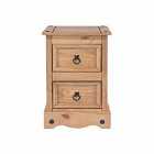 Corona 2 Drawer Petite Bedside Cabinet Antique Waxed Pine