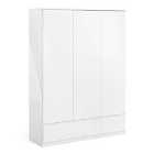 Naia Wardrobe With 3 Doors + 2 Drawers In White High Gloss