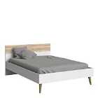 Oslo Euro Double Bed (140 X 200) In White And Oak Effect