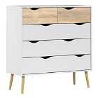 Oslo Chest Of 5 Drawers (2+3) In White And Oak Effect
