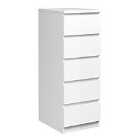 Naia Narrow Chest Of 5 Drawers In White High Gloss
