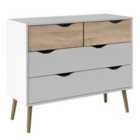 Oslo Chest Of 4 Drawers (2+2) In White And Oak Effect