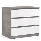 Naia Chest Of 3 Drawers In Concrete And White High Gloss