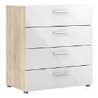 Pepe Chest Of 4 Drawers In Oak Effect With White High Gloss