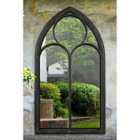 MirrorOutlet Somerley Chapel Arch Large Black Garden Mirror 150 X 81 Cm