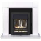 Adam 2kW Malmo Fireplace in Pure White & Black/White with Helios Electric Fire in Black 39 Inch