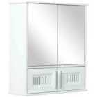 Kleankin Bathroom Mirror Cabinet Wall Mount Storage Unit Double Doors, White