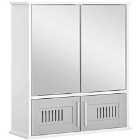 Kleankin Bathroom Mirror Cabinet Wall Mount Storage Unit Double Doors, Grey