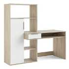 Function Plus Desk Multi-Functional Desk With Drawer And 1 Door In White And Oak Effect