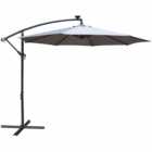 Airwave Hanging Grey Parasol with Solar Powered LED Spotlights 3m