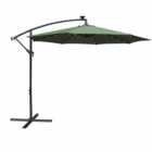 Airwave Hanging Green Parasol with Solar Powered LED Spotlights 3m