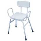 Aidapt Malling Perching Stool with Arms and Padded Back - White