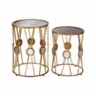 Interiors By Ph Tables Black Glass / Gold Metal Set Of 2