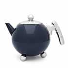 Bredemeijer Teapot Double Wall Bella Ronde Design 1.2L In Oxford Blue With Chrome