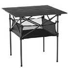 Outsunny Portable Camping Table with Storage - Black