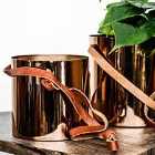 Ivyline Copper Hanging Planter With Leather Strap - D13Cm