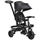 Homcom 4 In 1 Baby Tricycle W/ Push Handle Brake Clutch Footrest Handrail Belt Black