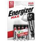 Energizer Max AAA Batteries 4 per pack