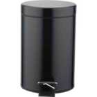 3L Black Pedal Bin For Kitchen, Bathroom, Office, Living Room Waste