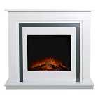 Adam 2kW Brentwood Fireplace In Pure White & Grey With Ontario Electric Fire 43 Inch