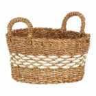 Interiors By Ph Round Seagrass Basket, Natural / White