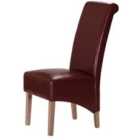 Heartlands Furniture Set Of 2 Trafalgar Rubberwood Leg Chairs With Faux Leather Seats - Red