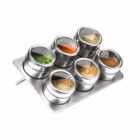 Interiors By Ph Set Of 6 Spice Jars, Magnetic Oblong Tray, Stainless Steel