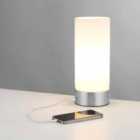Ensora Lighting Rio USB Table Lamp Nickel