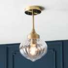 Ensora Lighting Kingston Semi Flush Ceiling Light Antique Brass