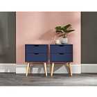 Nyborg Pair Of Two Drawer Bedside Tables Nightshadow